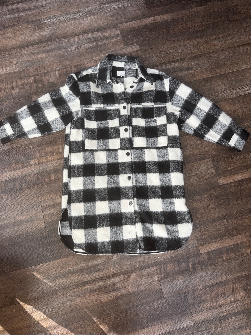 Plaid long shacket